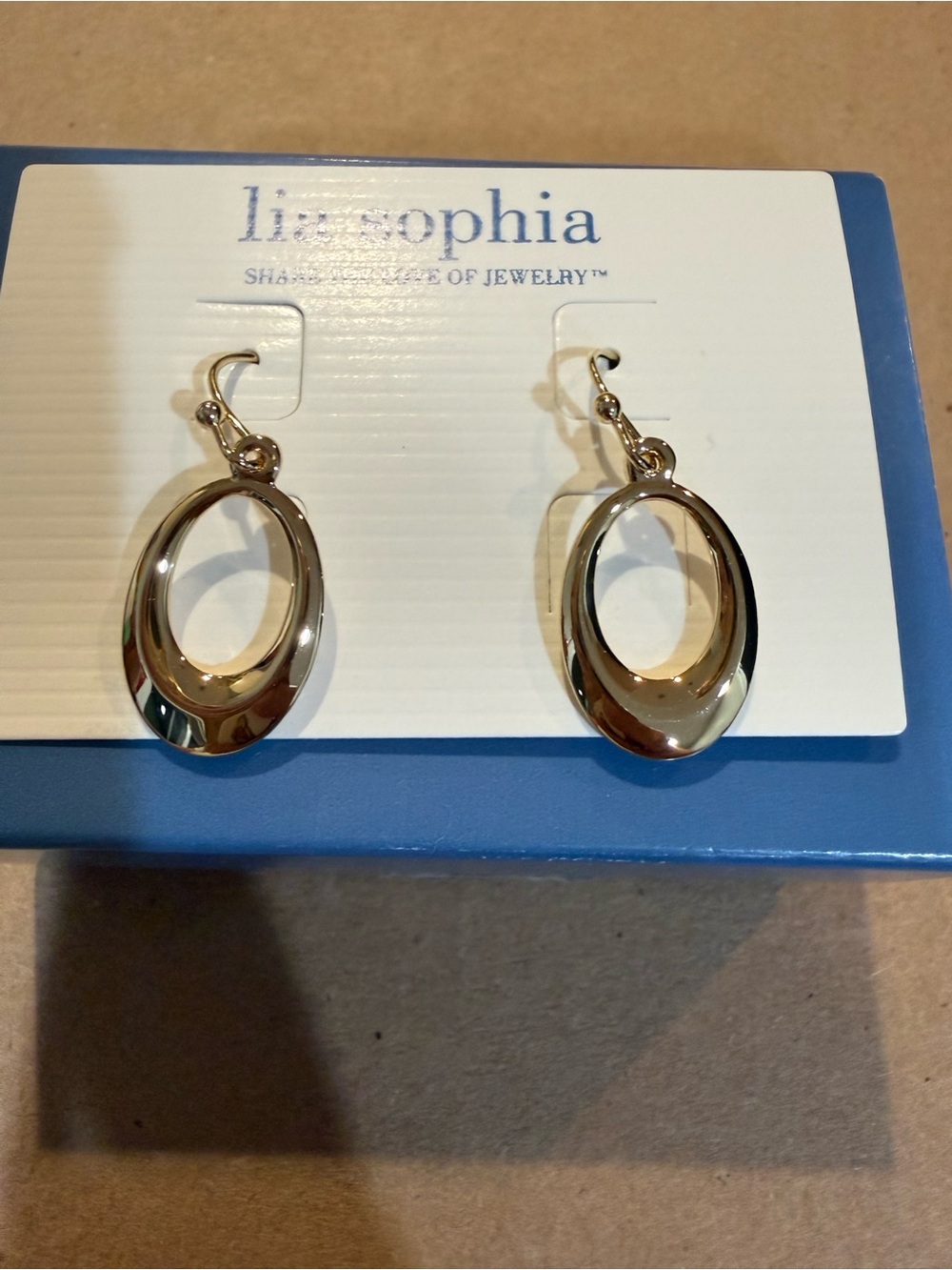 Lia Sophia Shiny gold Open Oval Drop Earrings